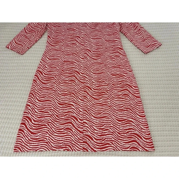 J McLaughlin Sophia Dress Women’s Large Orange Catalina Cloth Sheath Radio Waves - Picture 12 of 15